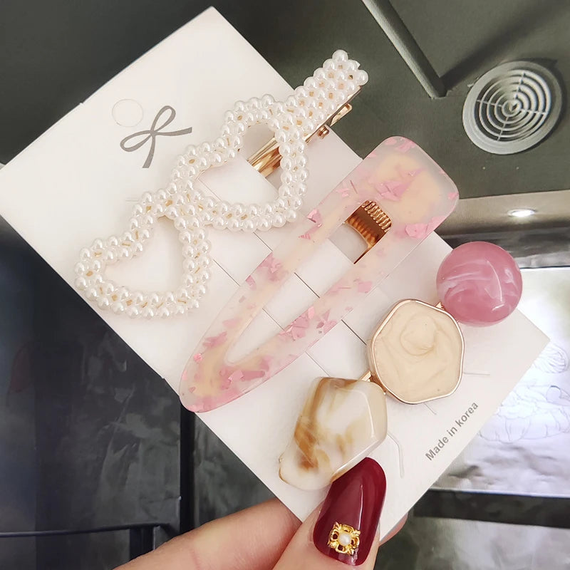 3/4pcs Set Pearl Hair Clip For Women