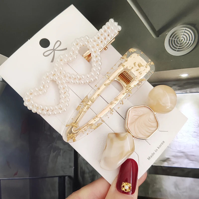 3/4pcs Set Pearl Hair Clip For Women
