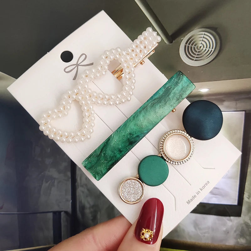 3/4pcs Set Pearl Hair Clip For Women