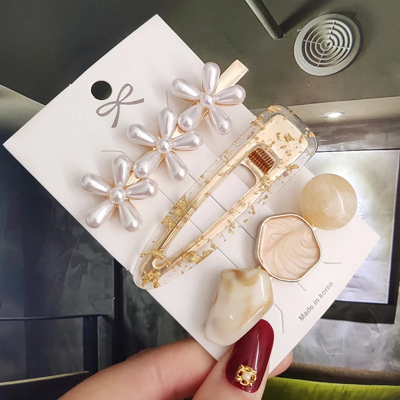3/4pcs Set Pearl Hair Clip For Women