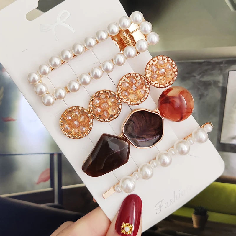 3/4pcs Set Pearl Hair Clip For Women