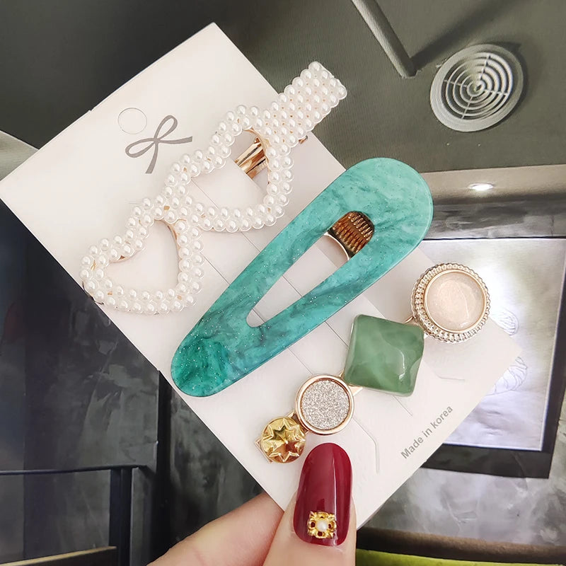 3/4pcs Set Pearl Hair Clip For Women