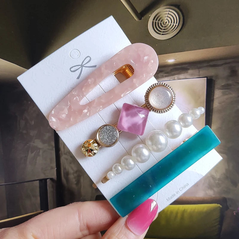 3/4pcs Set Pearl Hair Clip For Women