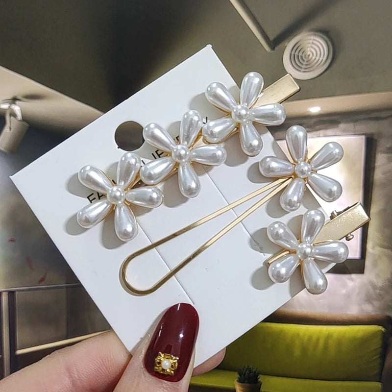 3/4pcs Set Pearl Hair Clip For Women