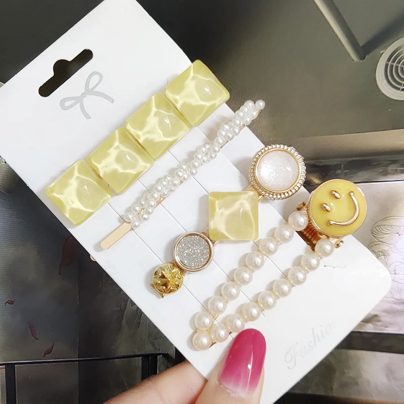 3/4pcs Set Pearl Hair Clip For Women