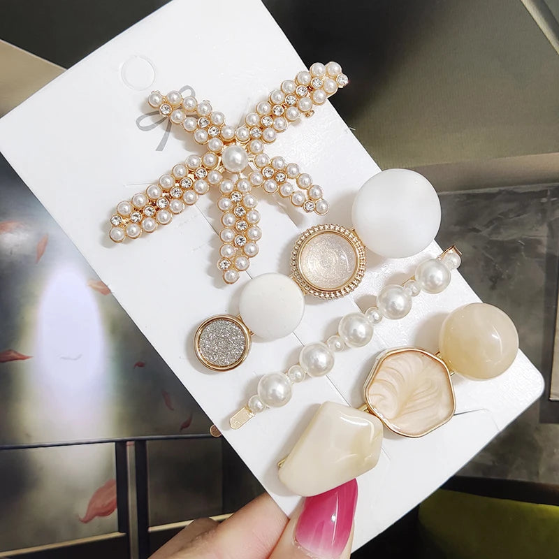 3/4pcs Set Pearl Hair Clip For Women