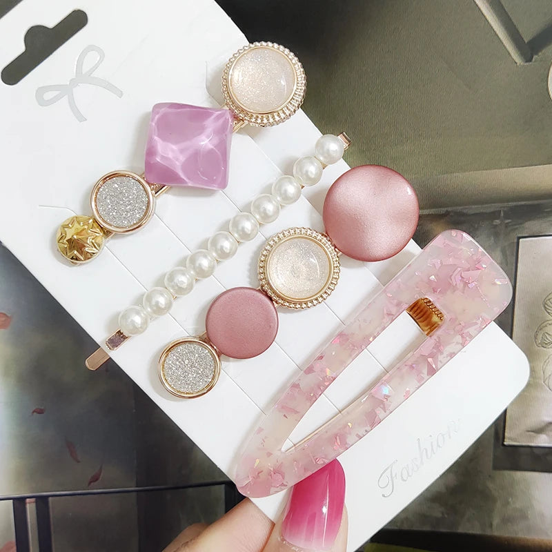 3/4pcs Set Pearl Hair Clip For Women