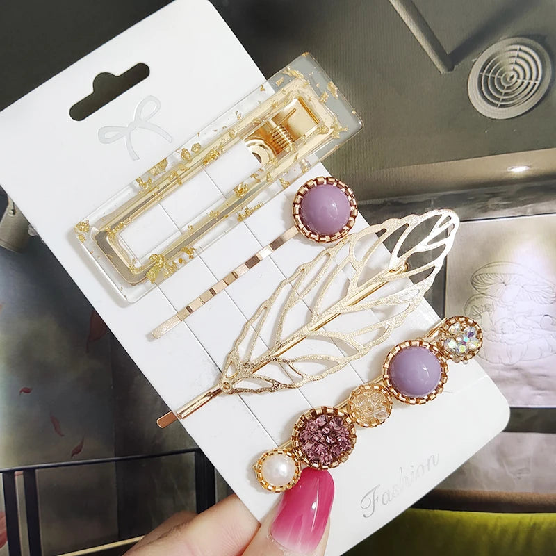 3/4pcs Set Pearl Hair Clip For Women