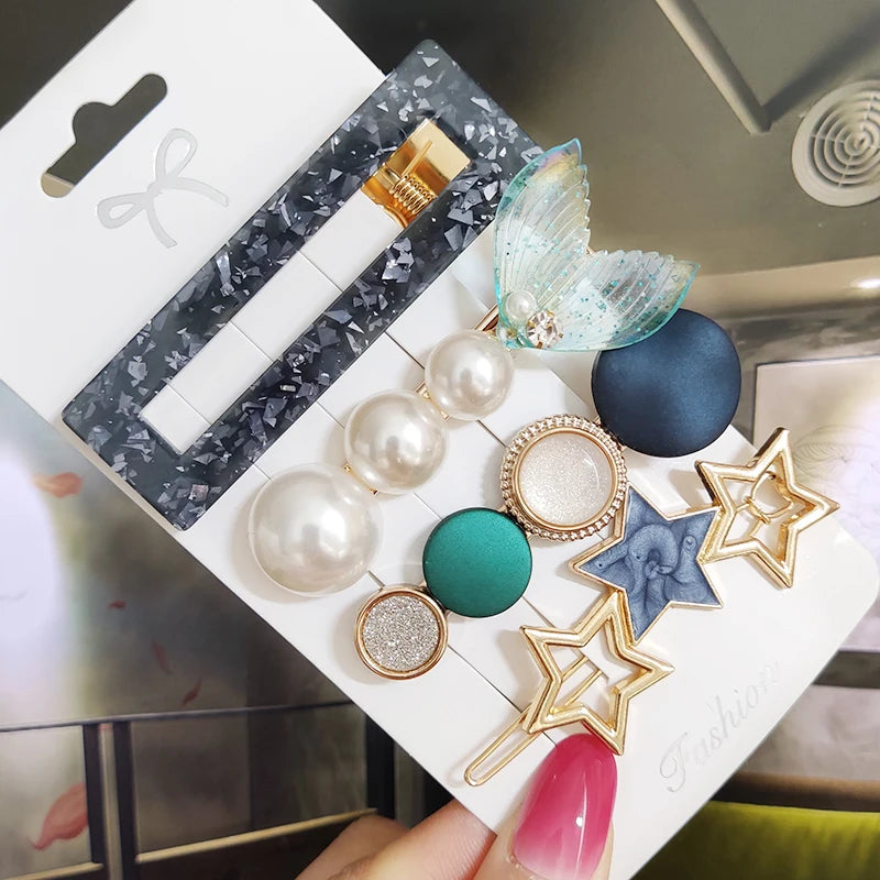 3/4pcs Set Pearl Hair Clip For Women