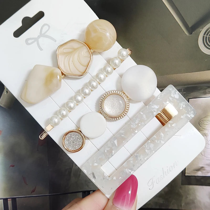 3/4pcs Set Pearl Hair Clip For Women