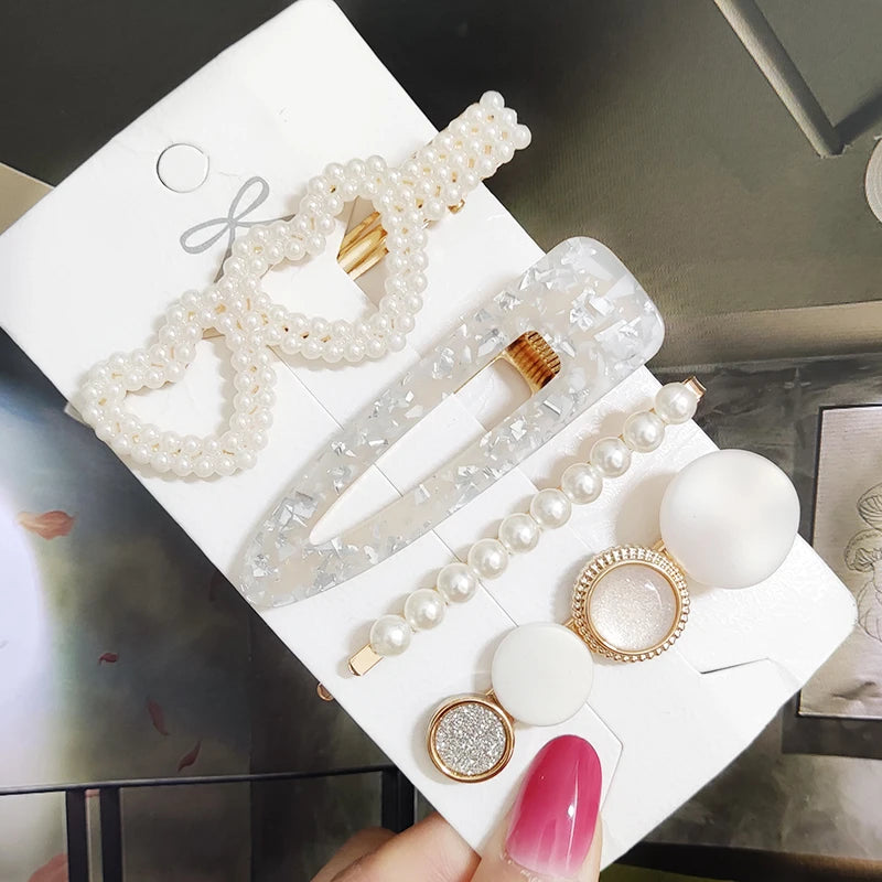 3/4pcs Set Pearl Hair Clip For Women