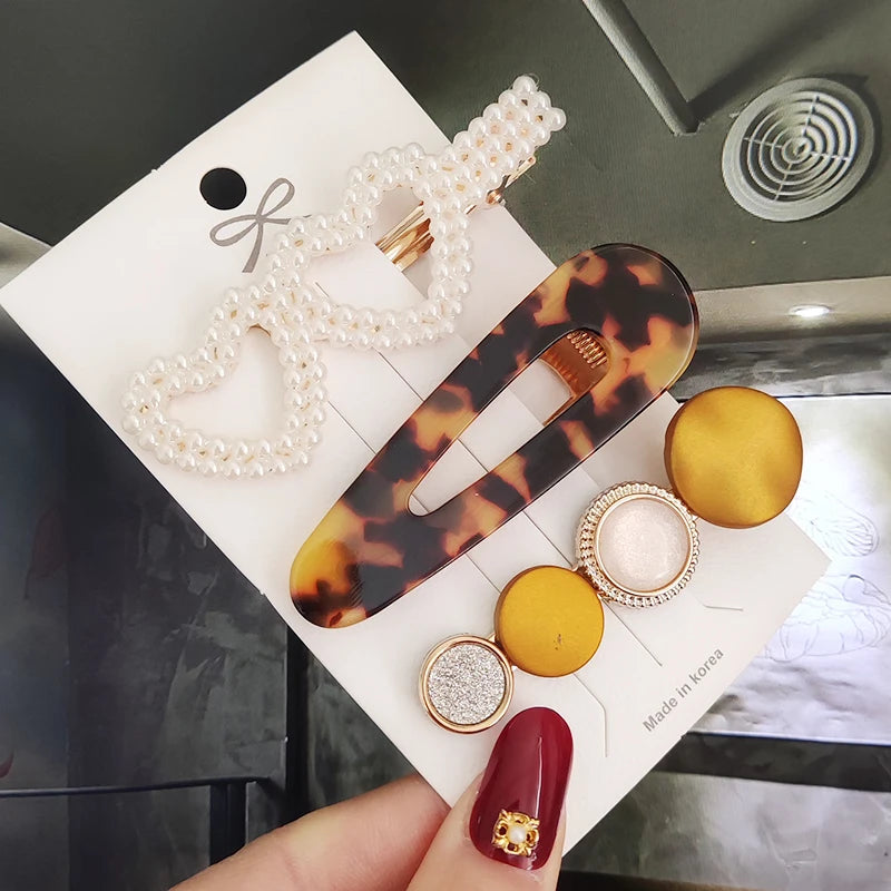 3/4pcs Set Pearl Hair Clip For Women