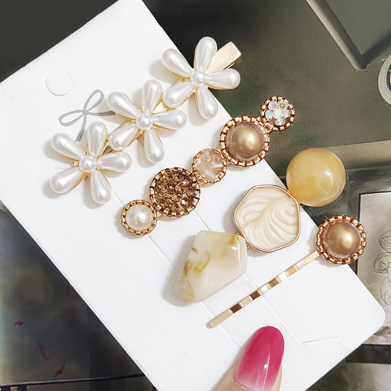 3/4pcs Set Pearl Hair Clip For Women