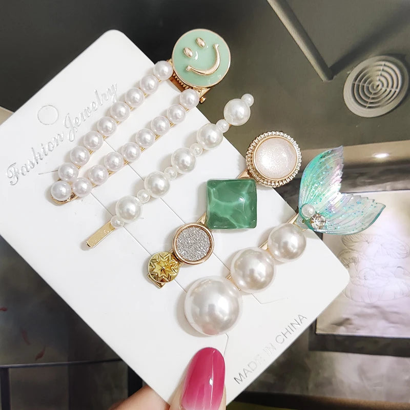 3/4pcs Set Pearl Hair Clip For Women