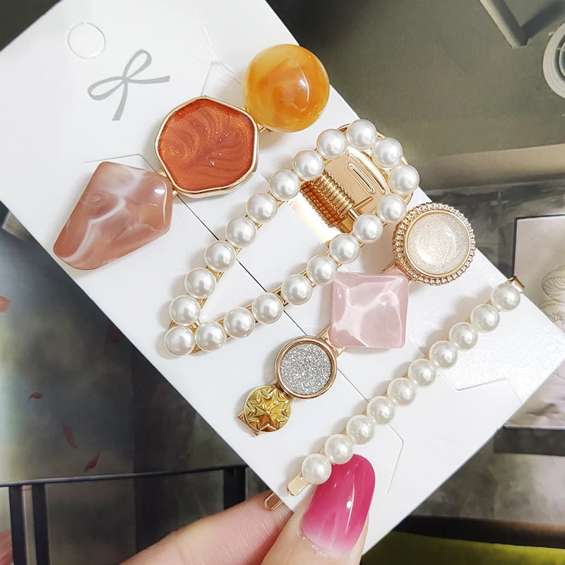3/4pcs Set Pearl Hair Clip For Women