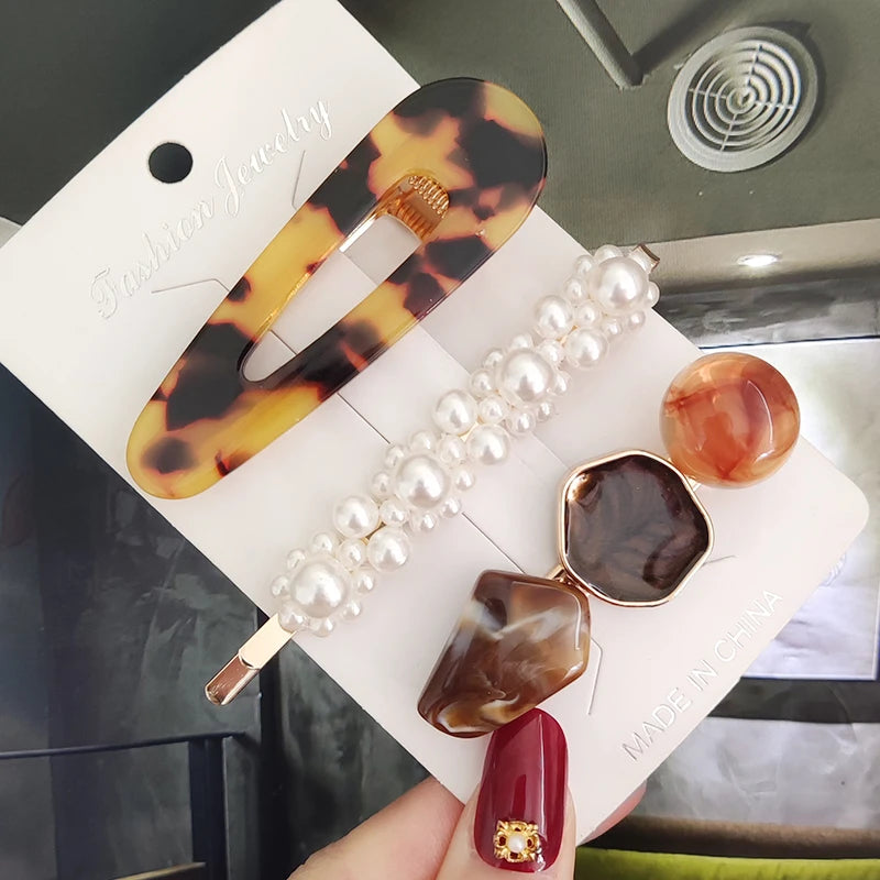 3/4pcs Set Pearl Hair Clip For Women