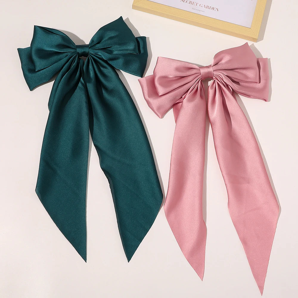 Solid Color Bow Ribbon Hair Clip