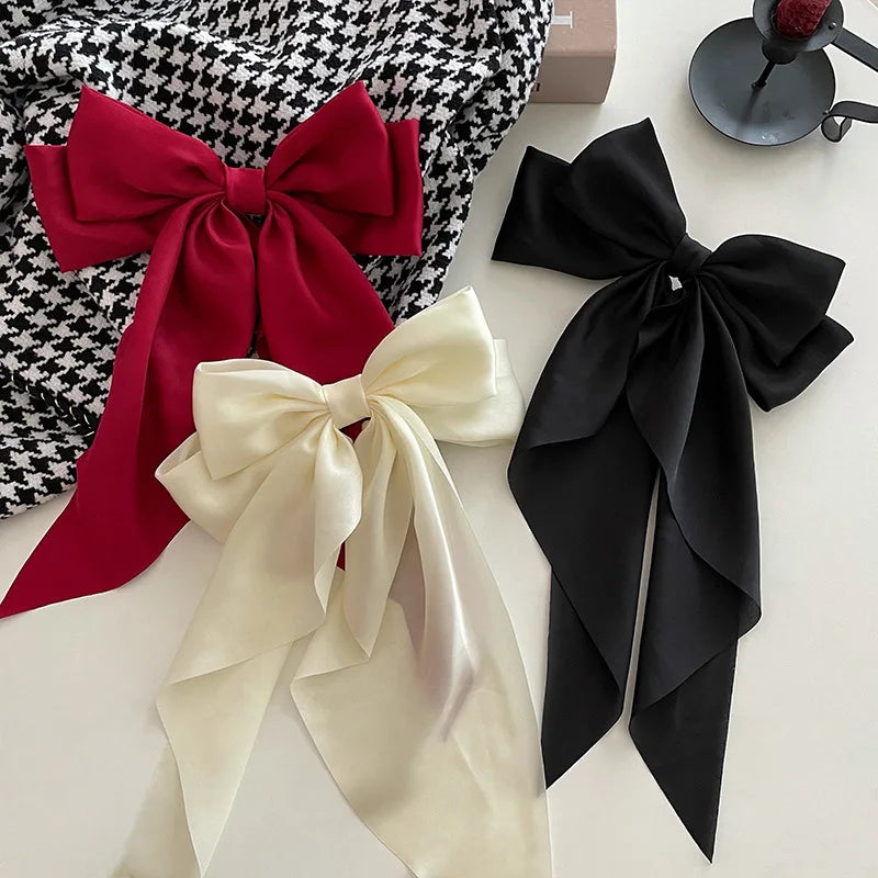 Solid Color Bow Ribbon Hair Clip