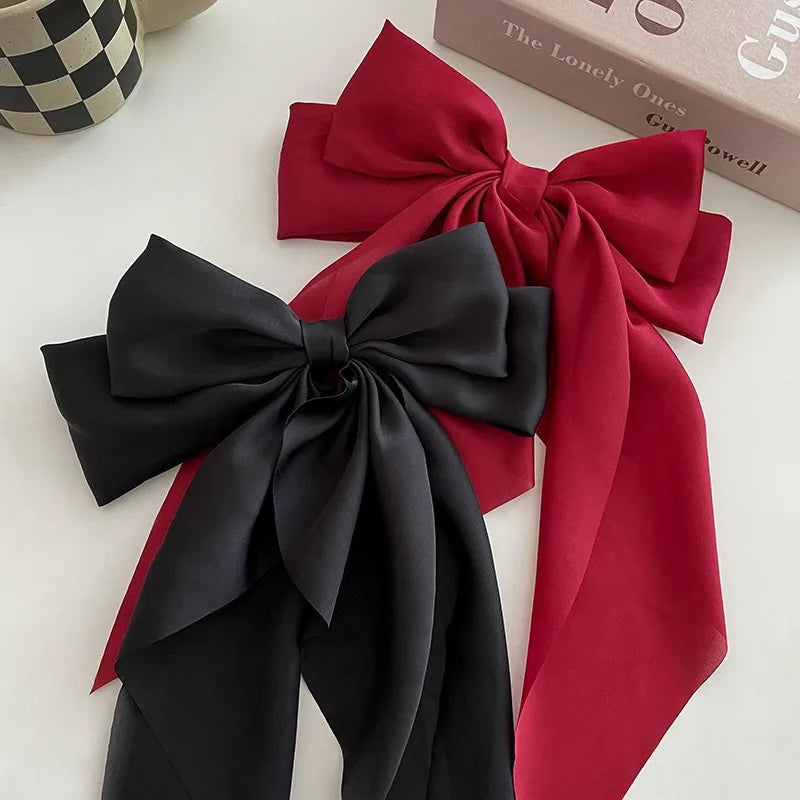 Solid Color Bow Ribbon Hair Clip