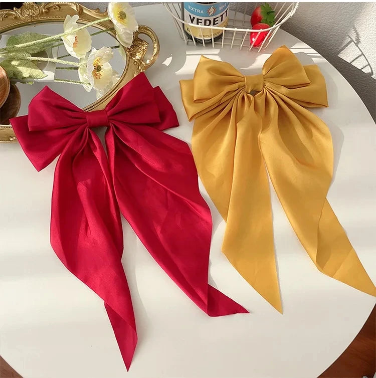 Solid Color Bow Ribbon Hair Clip