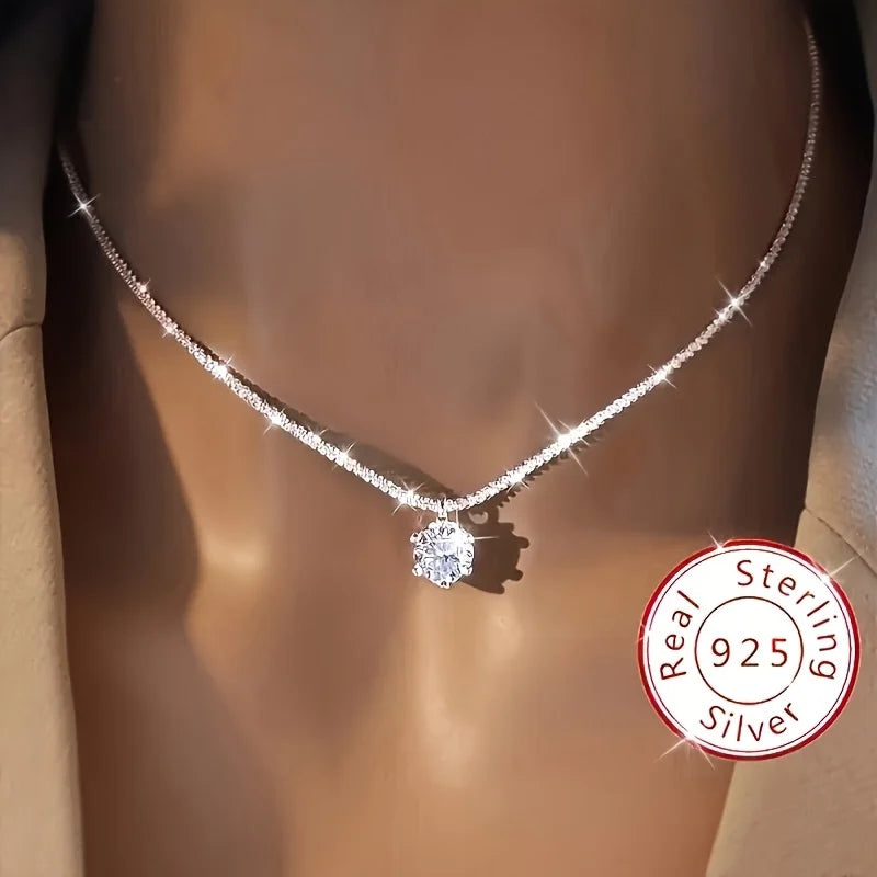 925 Sterling Silver Necklace Zircon