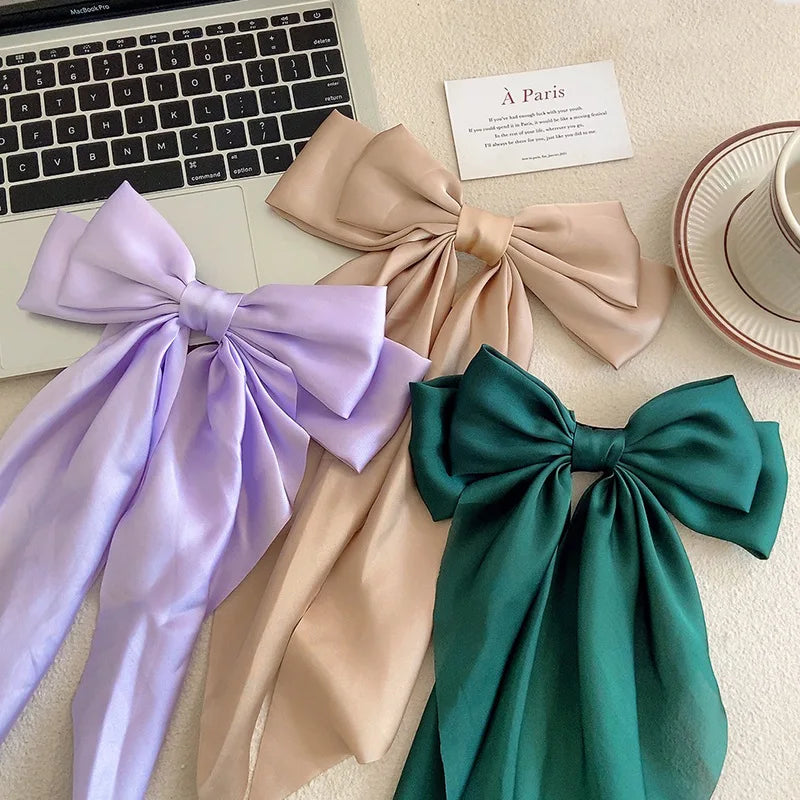 Solid Color Bow Ribbon Hair Clip