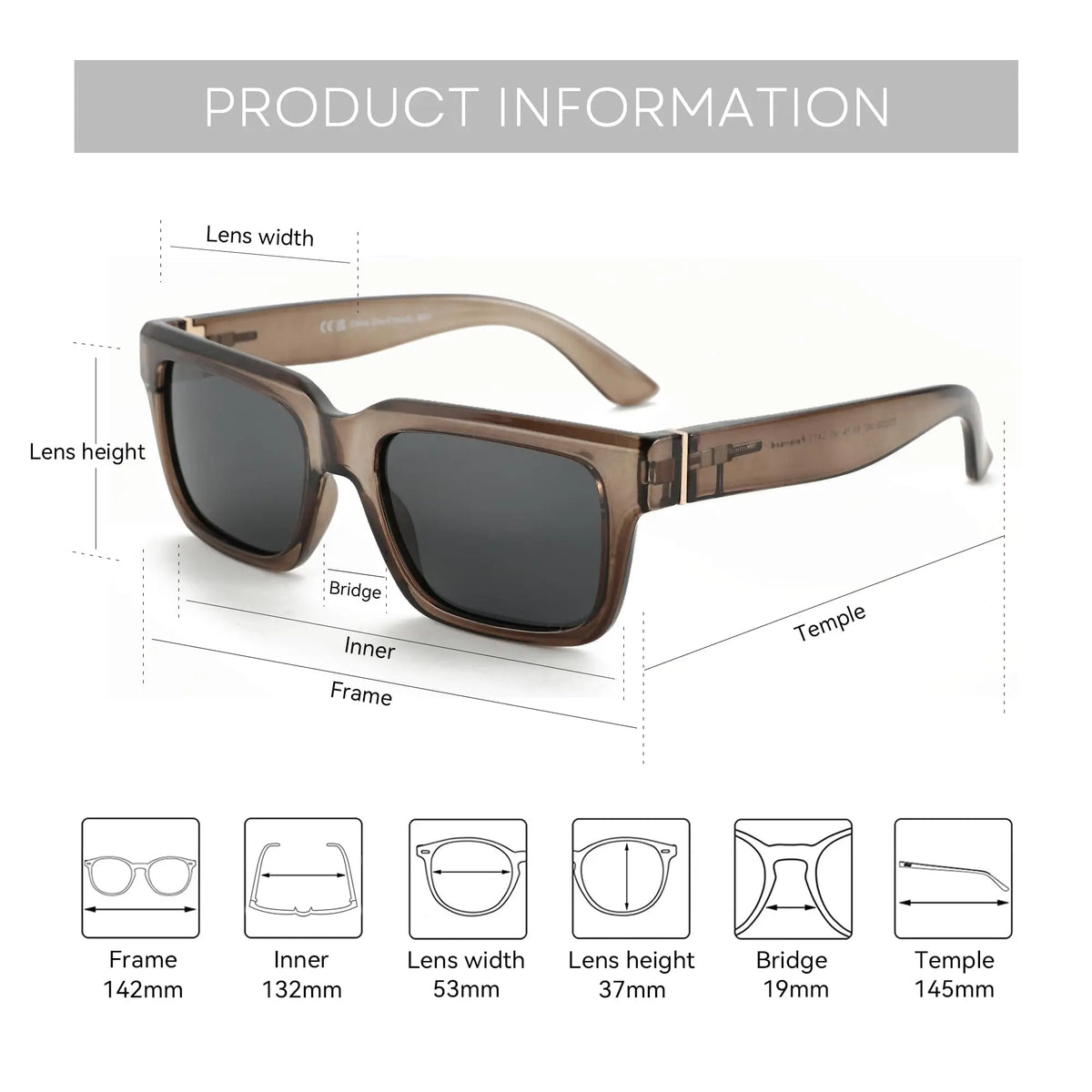 ZENOTTIC Retro Rectangle Sunglasses