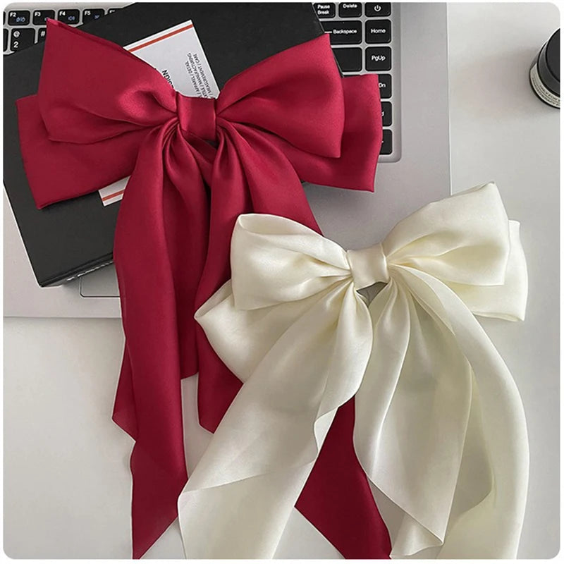 Solid Color Bow Ribbon Hair Clip