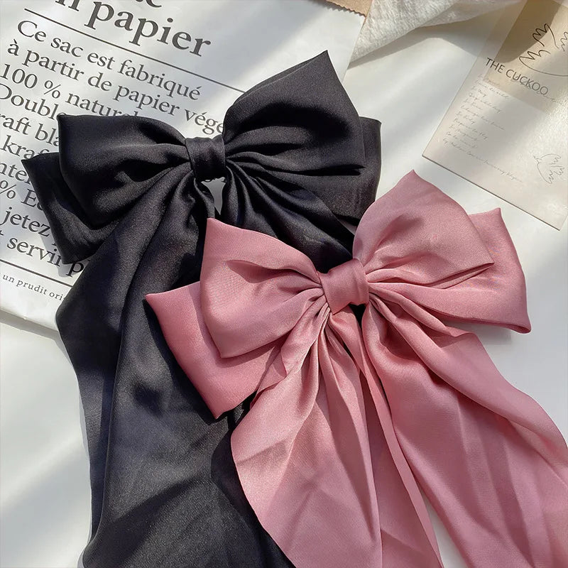 Solid Color Bow Ribbon Hair Clip