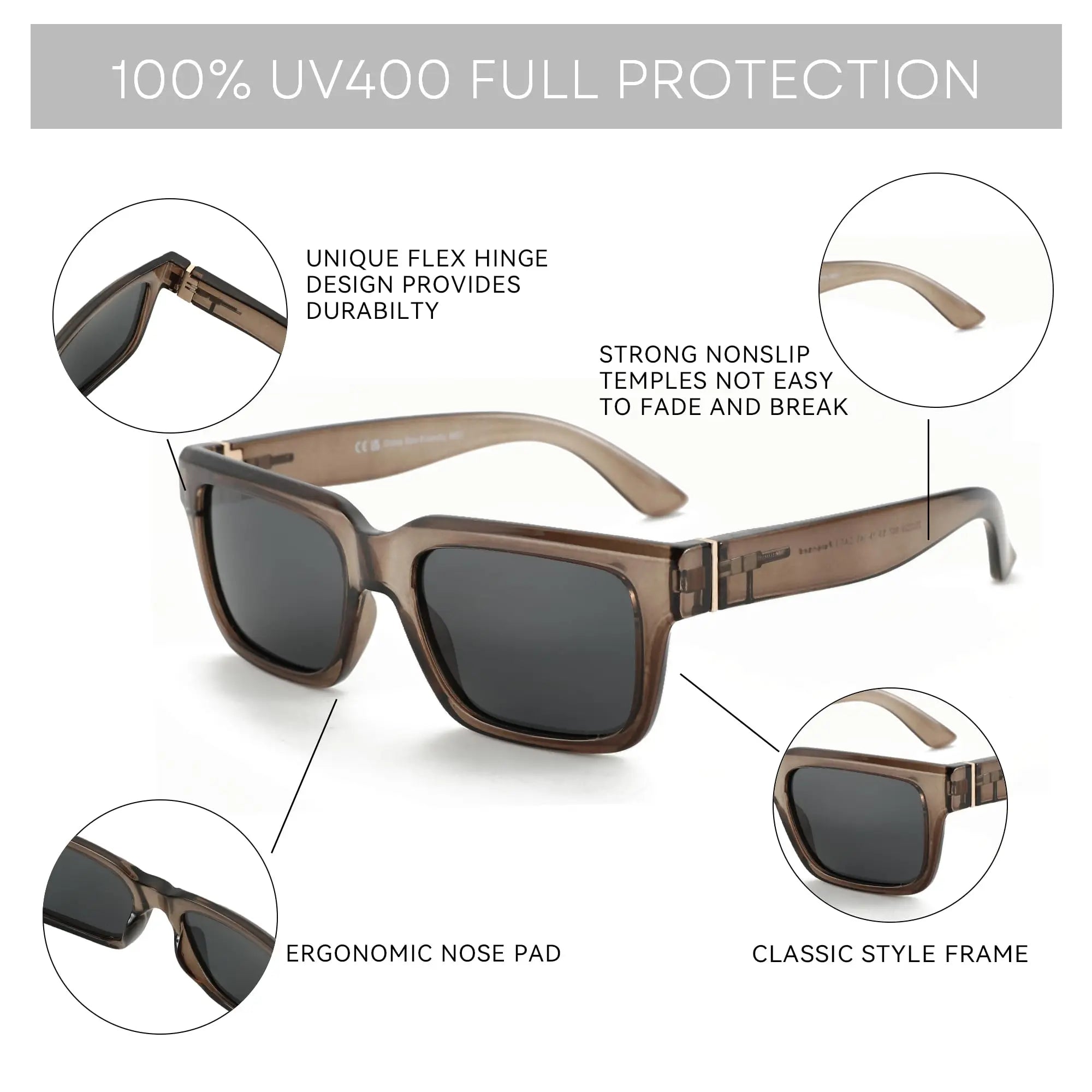 ZENOTTIC Retro Rectangle Sunglasses