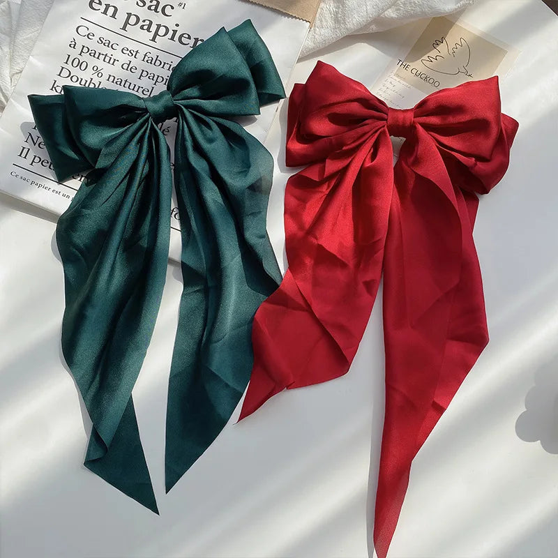 Solid Color Bow Ribbon Hair Clip